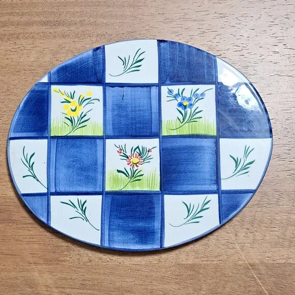 Hand Painted Glazed World Market Ceramic Trivet - Picture 1 of 4